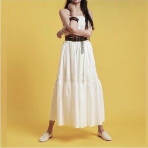 Banana Republic White Poplin Backless Maxi Dress Petite Medium